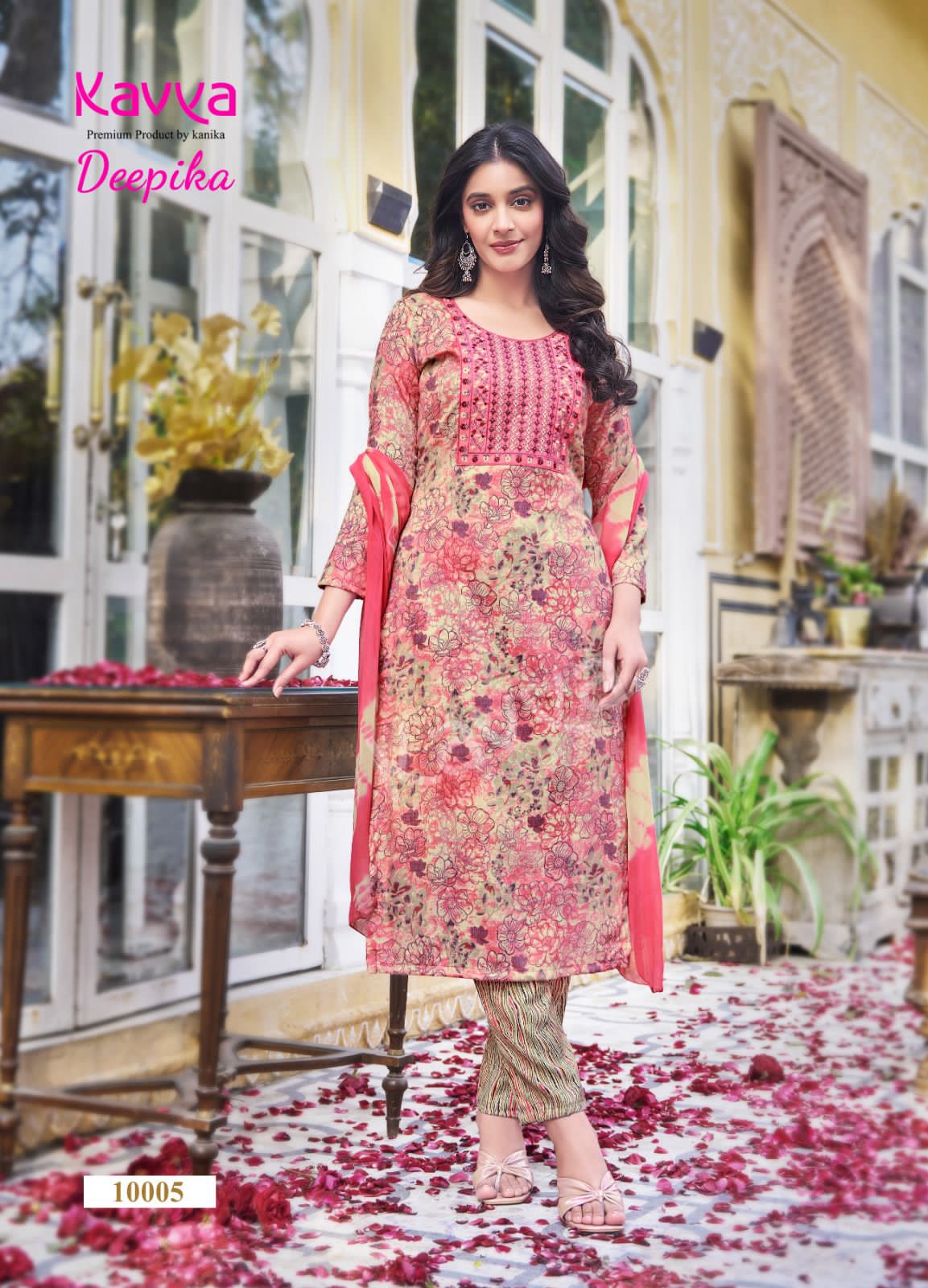 Deepika Vol 10 By Kavya Straight Embroidery Kurti With Bottom Dupatta Wholesale Shop In Surat